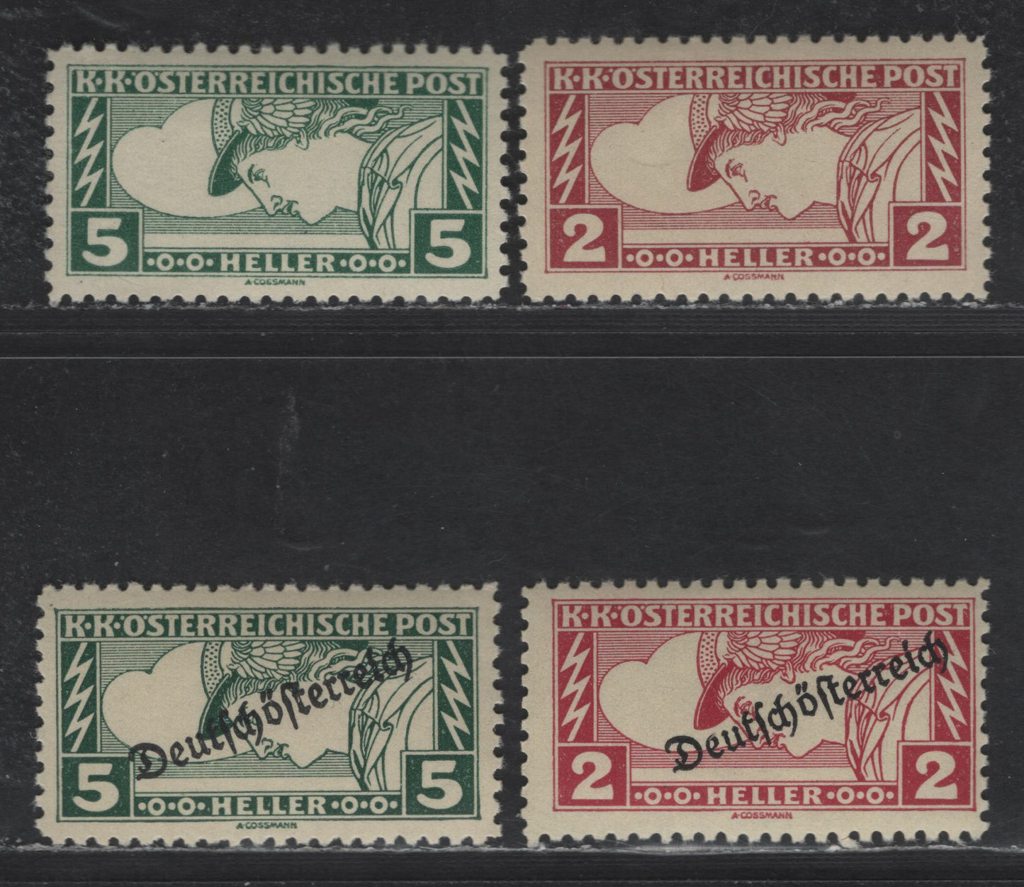 Austria #QE3d, QE4d, QE5d, QE6d , 1916-1919 Special Handling Issue, 4 F&VF OG Singles Perf 11 1/2