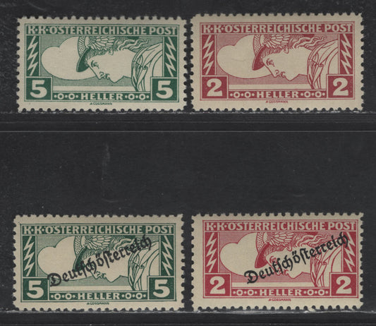 Austria #QE3d, QE4d, QE5d, QE6d , 1916-1919 Special Handling Issue, 4 F&VF OG Singles Perf 11 1/2