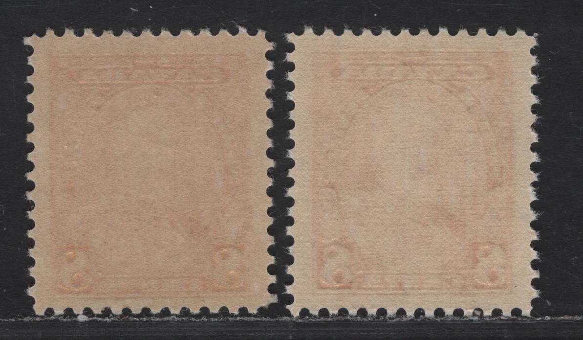 Canada #222 8c Orange & deep Orange King George V, 1935-1937 Dated Die Issue, 2 VFNH Singles On Vertical Wove Paper