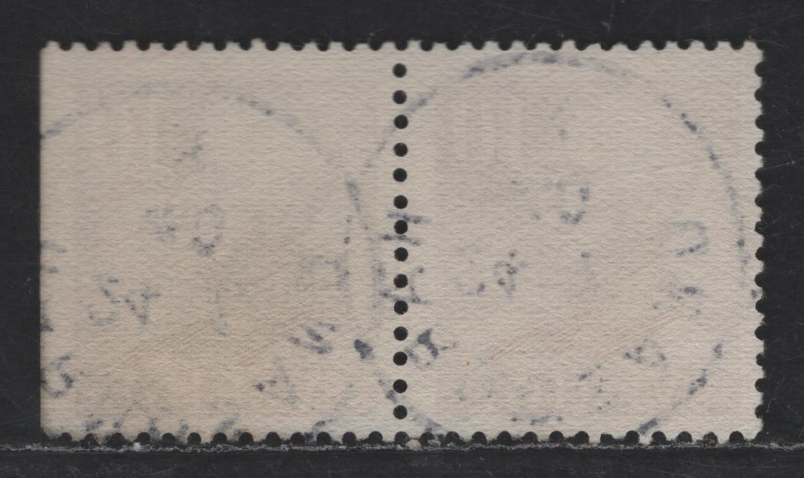 Lot 178 Sweden SC#300, 300c (Facit #273CB) 10o Violet King Gustaf V, 1939-1946 Pictorial Issue, A Very Fine Used Booklet Pair, Showing Normal & Straight Edged Stamp, Vertical Colored Line In Coat Lapel July 24 1940, Harnosand CDS