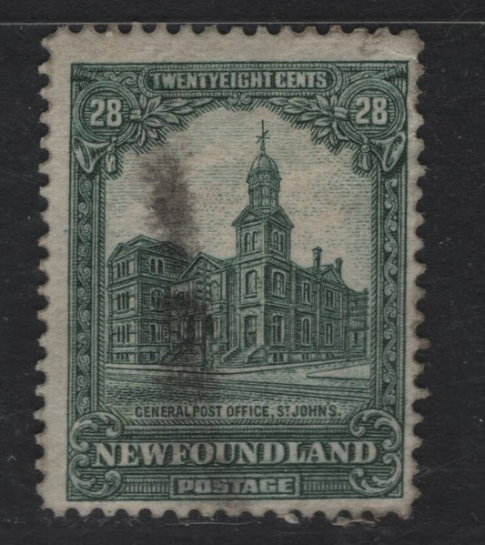 Newfoundland #158 28c Grey Green, 1928 Labrador Publicity Issue 1, A VG Used Single Has Small Margin Wrinkle