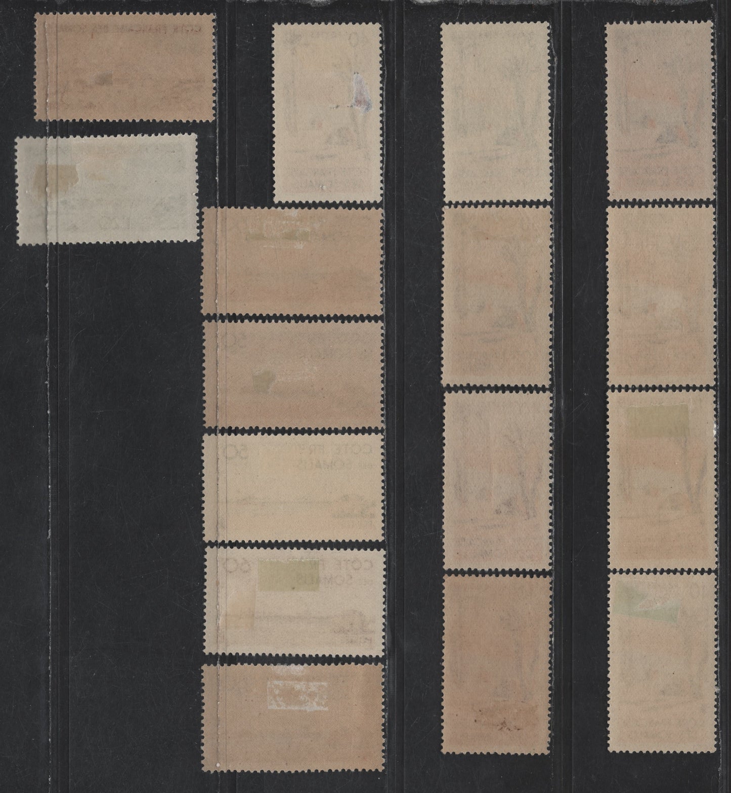 Lot 108 Somali Coast SC#248-255 10c - 1.20fr Violet & Blue - Blue Green & Olive Danakil Tent - Obock-Tadjouran Road, 1947 Pictorial Definitive Issue, 16 F/VFOG Singles, Shade Variations
