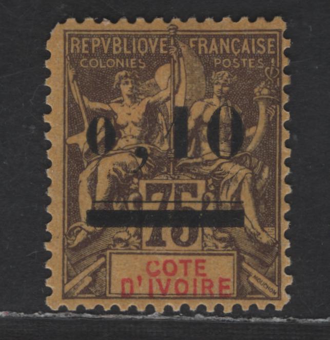 Lot 143 Ivory Coast SC#19 10c on 75c Violet on Orange Navigation & Commerce, 1904 Surcharged Issue, A FOG Single