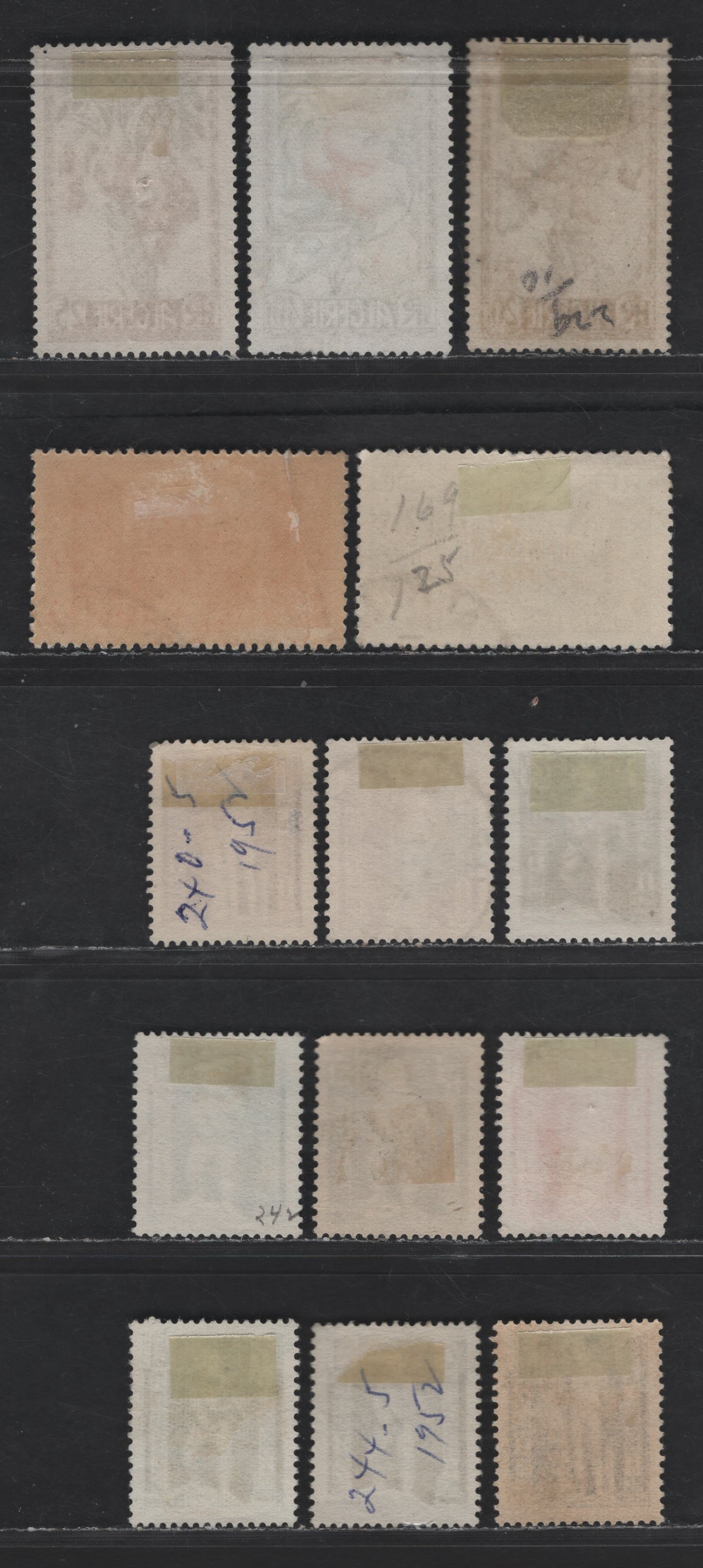 Lot 17 Algeria SC#169, 171, 229-231, 240-245 50fr - 30fr Carmine - Deep Blue , 1944-1952 High Value Defitives - Statues Issues, 14 Very Fine Used Singles, Shade Varieties