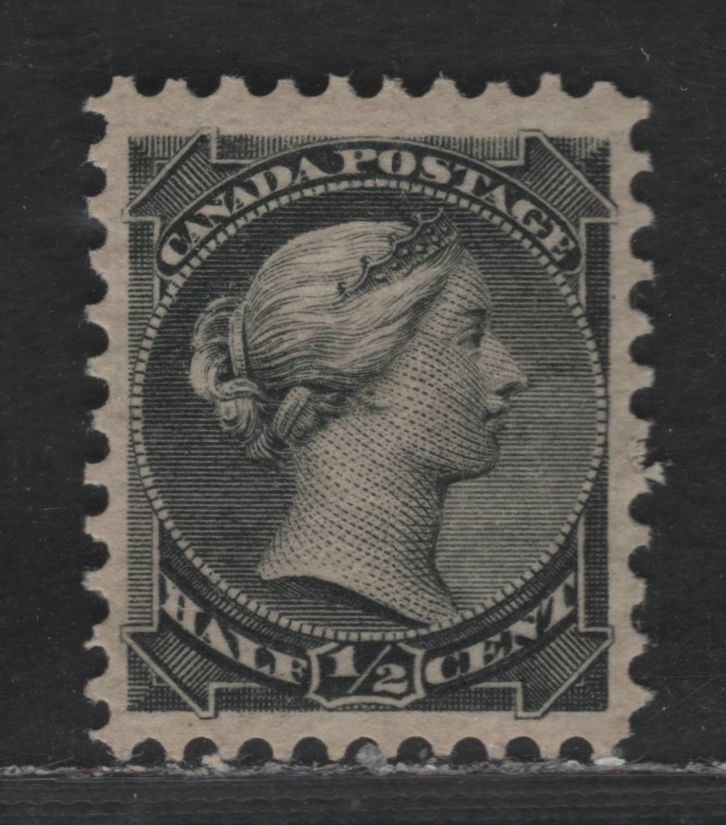 Lot 192 Canada #34 1/2c Black Queen Victoria, 1870-1893 Small Queen Issue, A VFOG Single, Late Montreal Printing, Stout Non-Porous Coarse Horizontal Mesh Paper (LM-A), No Medallion Dot, Perf 12x12.15