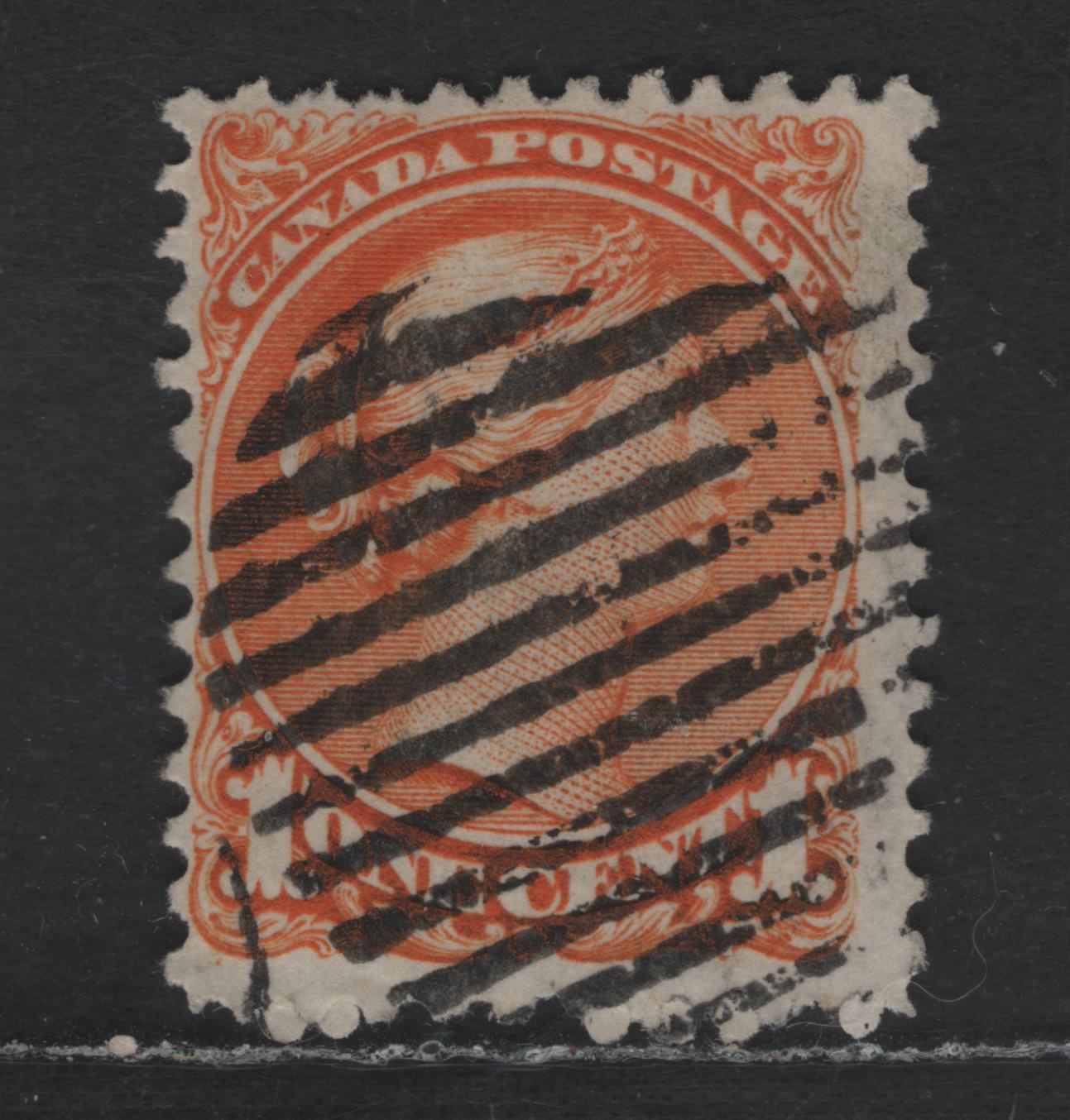 Lot 233 Canada #35iv 1c Red Orange Queen Victoria, 1870-1893 Small Queen Issue, A Very Good Used Single, First Ottawa Printing, Paper Type FO-B (See Body), Perf 12