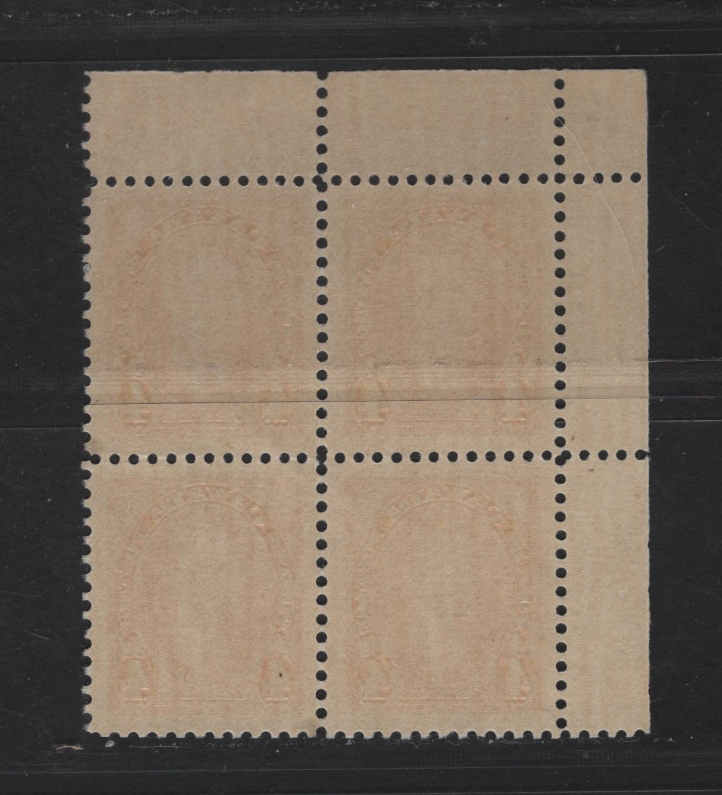 Lot 254 Canada #234 4c Yellow King George VI, 1937 Mufti Issue, A VFNH UL Plate 1 Block Of 4, Perf 12