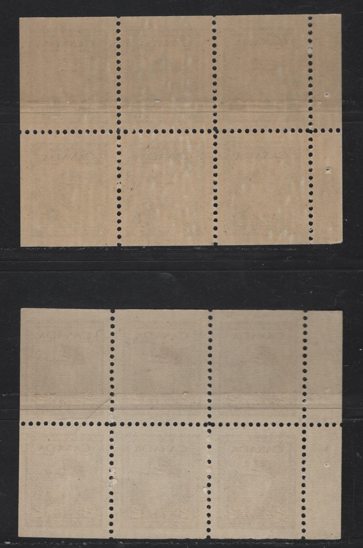 Lot 274 Canada #249b-250b 1c - 2c Green - Brown King George VI, 1942-1943 War Issue, 2 VFNH Booklet Panes Of 6