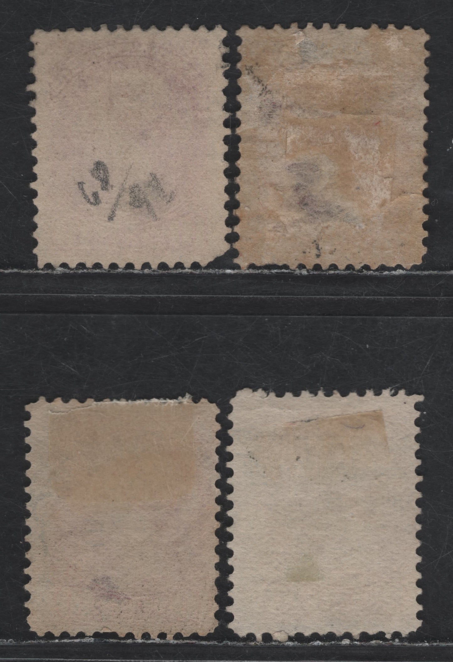 Lot 312 Canada  #45a 10c Dark Rose Queen Victoria, 1870-1897 Small Queen Issue, 4 Ungraded Used Singles Reference Lot Of Late Second Ottawa Printings, Mostly Faulty, Useful For Shade Examples