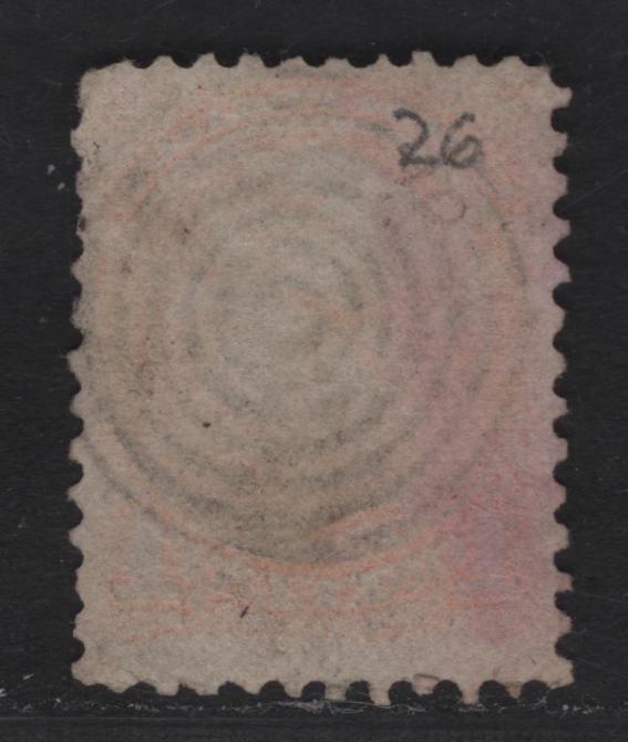 Lot 332 Canada  #35iv 1c Red Orange Queen Victoria, 1870-1897 Small Queen Issue, A Fine Used Single First Ottawa Printing, Thin Vertical Wove With Fine Mesh (FO-H), Perf. 12 x 11.9, Centrally Stuck 7-Ring Target Cancel