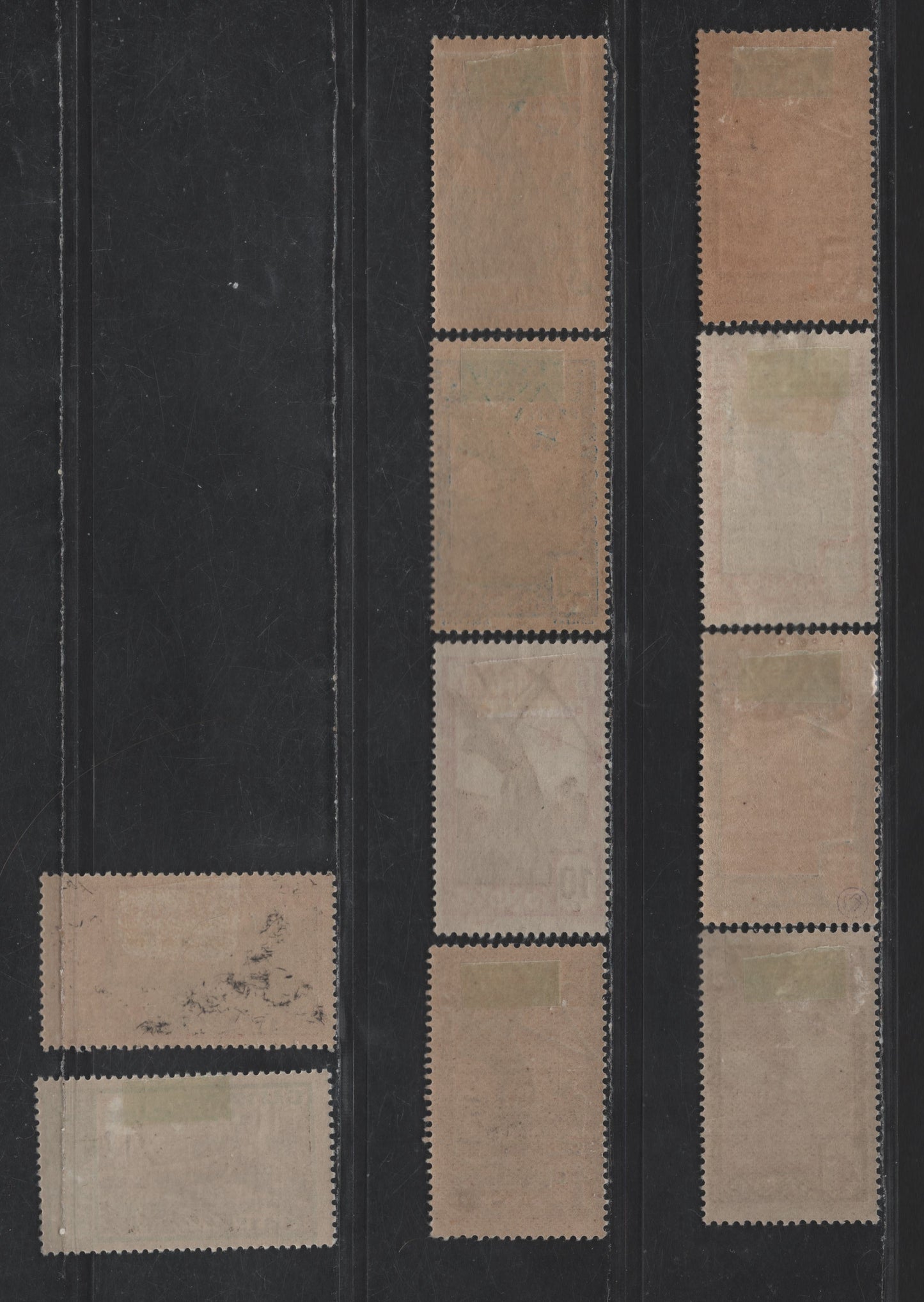 French Guiana SC#109-116, 119, 121 1c - 40c Gray Lilac & Greenish - Orange Brown & Olive Gray Carib Archer - Shooting Rapids Maroni River, 1929-1940 Pictorial Issue, 10 F/VFOG Singles