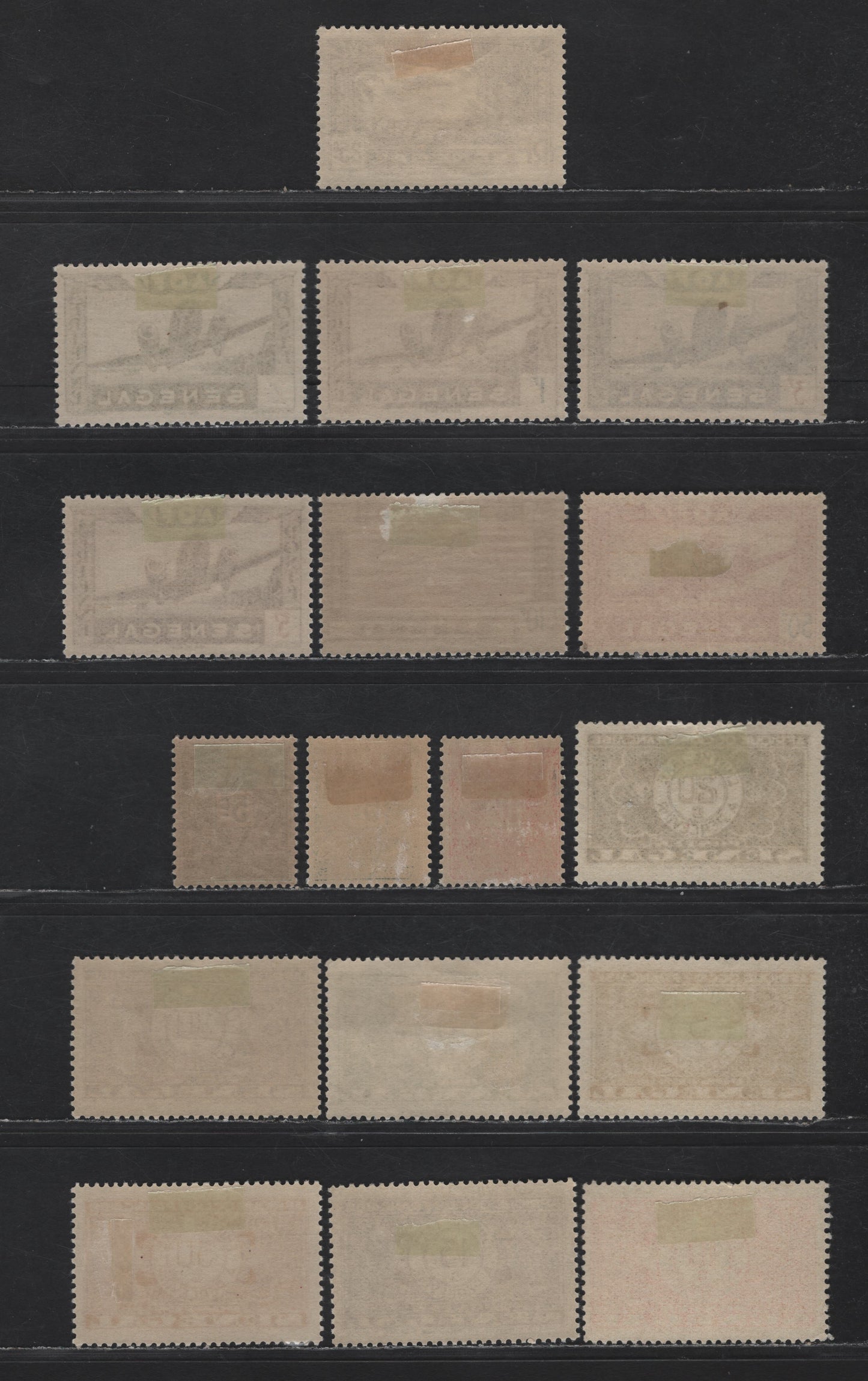 Lot 106 Senegal SC#C1, C17-C20, J22-J27, J12-J13 25c - 50c Dark Brown - Rose Lilac Landscape - Numeral, 1935 Airmail - Postage Dues, 17 VFOG Singles