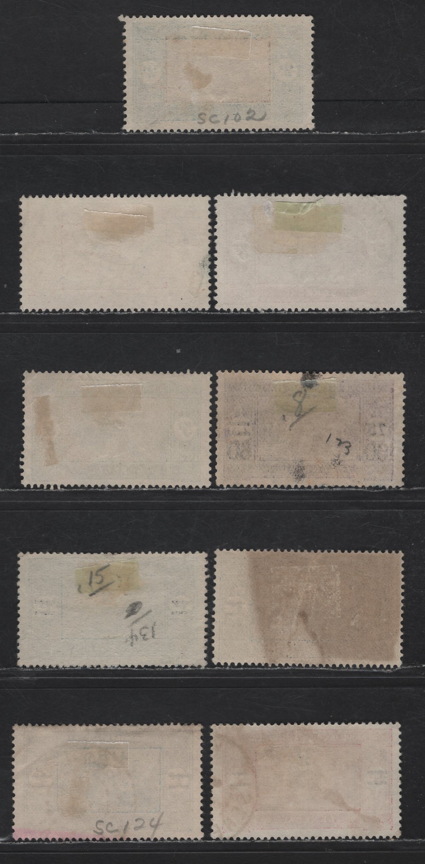 Lot 113 Senegal SC#120-123, 134-135 2fr - 3fr on 5fr Light Blue & Brown - Magenta & Olive Brown Senegalese Preparing Food, 1914-1927 Keyplate & Surcharged Keyplate Issues, 9 Fine/Very Fine Used Singles, Includes Unlisted Shades