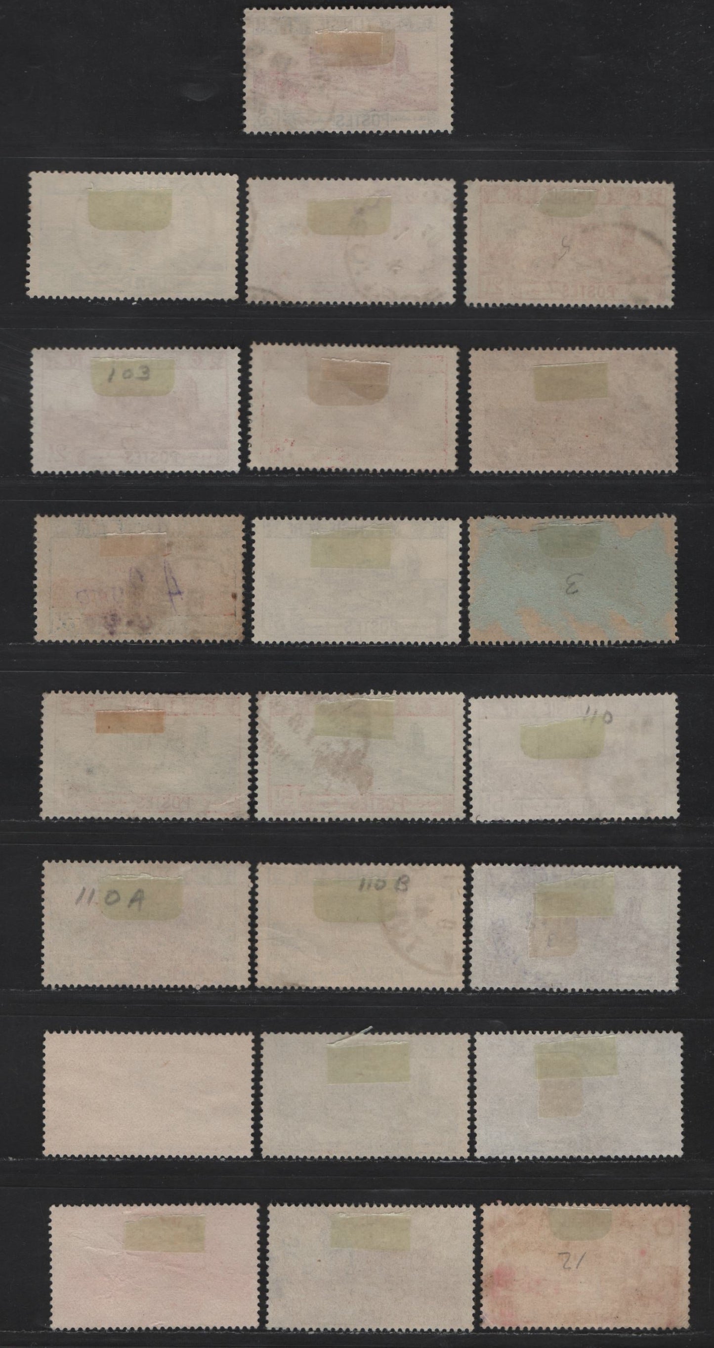Lot 153 Tunisia SC#98, 102-104, 107-108a, 109-110B, 112C, 113A-D, 187 1.05fr - 100fr Dull Blue & Magenta - Carmine Rose Roman Amphitheater, 1926-1946 Pictorial Issue, 22 Fine/Very Fine Used Singles, Shade Variations