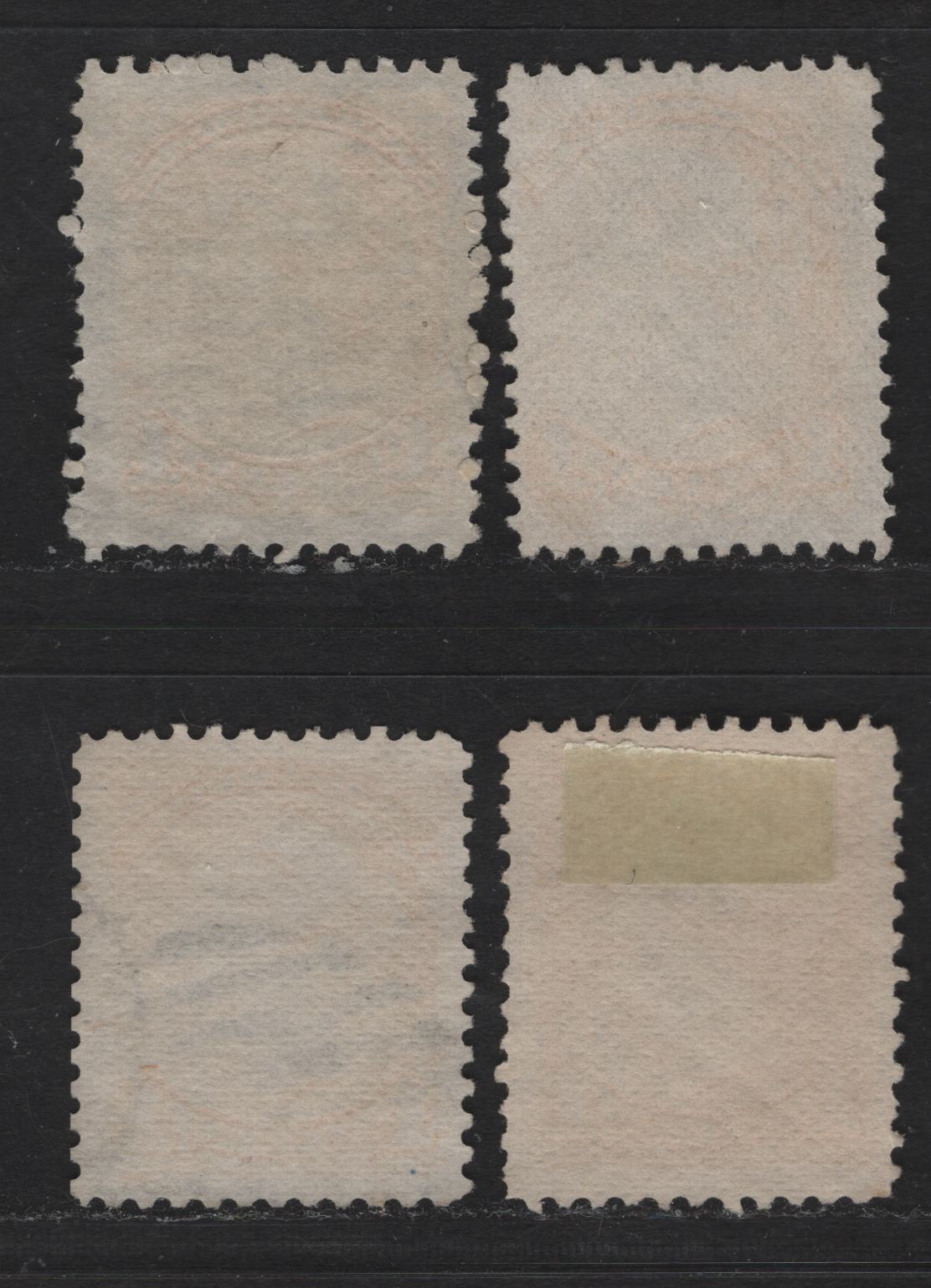 Lot 16 Canada #35i 1c Pale Yellow & Lemon Yellow Queen Victoria, 1870-1893 Small Queen Issue, 4 Fine Used Singles, Mid Montreal Printings, Paper Types MM-B, LM-A, MM-F & MM-E, Plate Dots  At Lower Left
