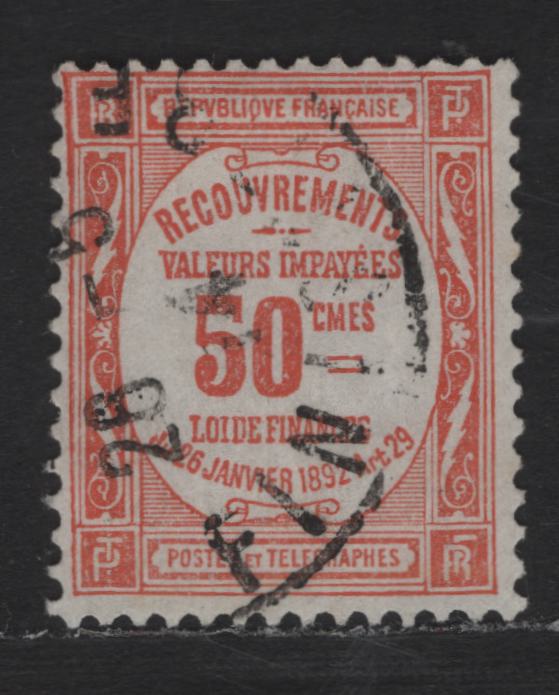 Lot 180 France SC#J50 50c Red Numeral, 1908-1925 Postage Due, A Fine Used Single