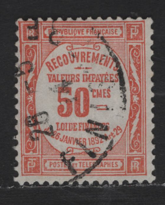 Lot 180 France SC#J50 50c Red Numeral, 1908-1925 Postage Due, A Fine Used Single