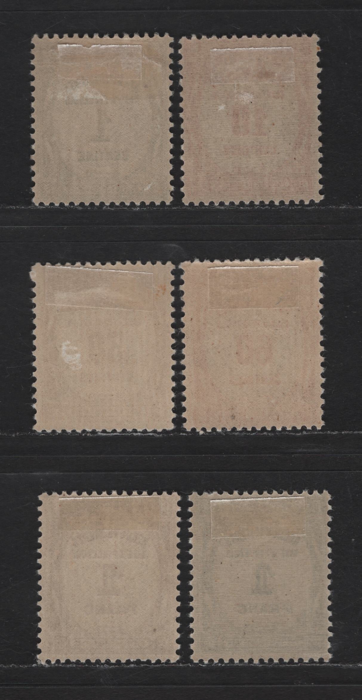 Lot 184 France SC#J58-J63 1c - 1fr Olive Green - Prussian Green Numeral, 1927-1931 Postage Dues, 6 FOG SIngles