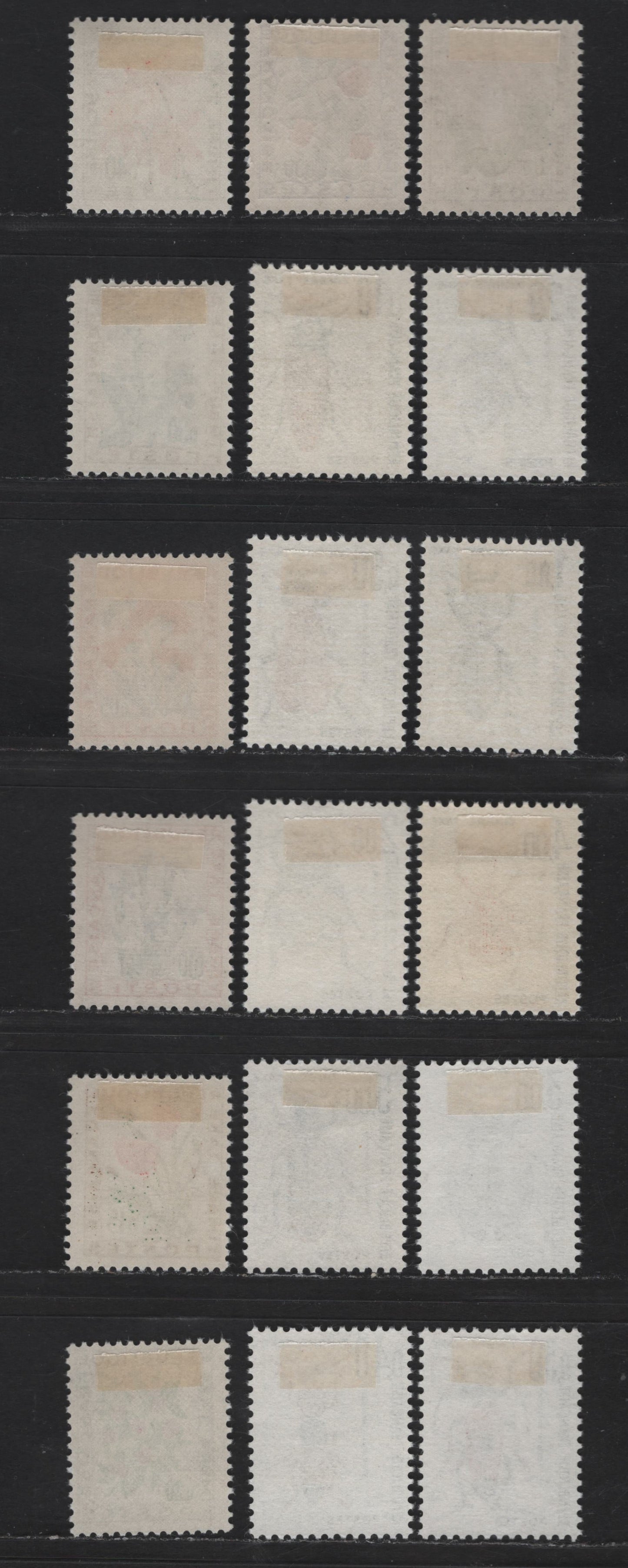 Lot 190 France SC#J98-J115 5c - 5fr Multicolored Centuary - Trichodes Alvearius, 1964-1983 Postage Dues, 18 F/VFOG Singles, Paper Varieties