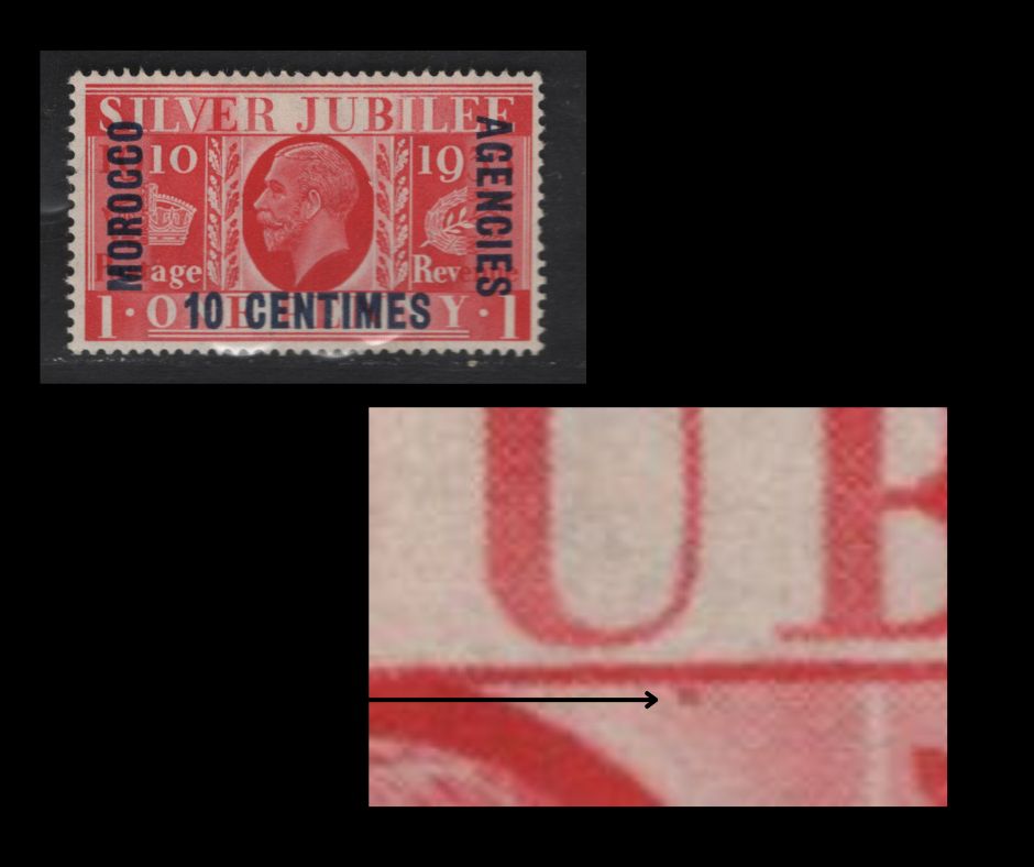 Lot 201 Morocco Agencies SC#423var 10c on 1d Scarlet King George V, 1935 Silver Jubilee Issue, A VFOG Single