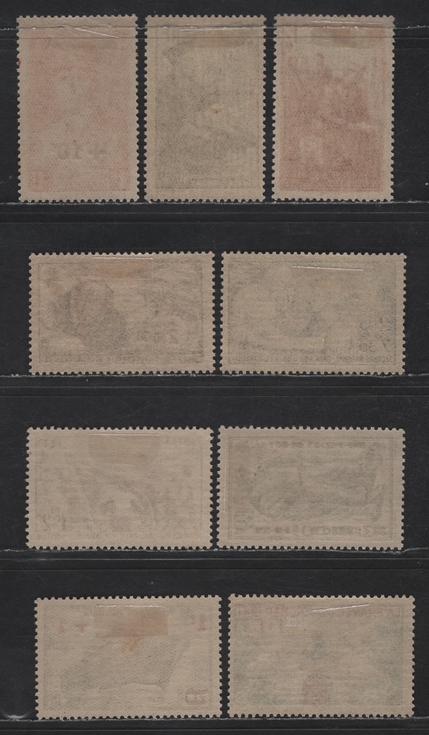 Lot 208 France SC#B108-B116 80c+5fr - 1fr-9fr Dark Green - Dark Blue Green Prisoners of War - Fisherman, 1941 Semi Postal Issues, 9 VFOG Singles