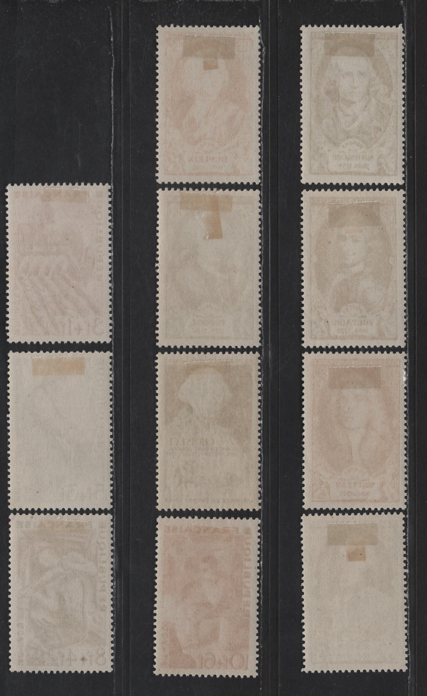 Lot 233 France SC#B233-B243 3fr+1fr - 2.5fr+10fr Claret - Ultramarine Farmer - Baron de la Brede et de Montesquieu, 1949 Semi Postal Issues, 11 VFOG Singles