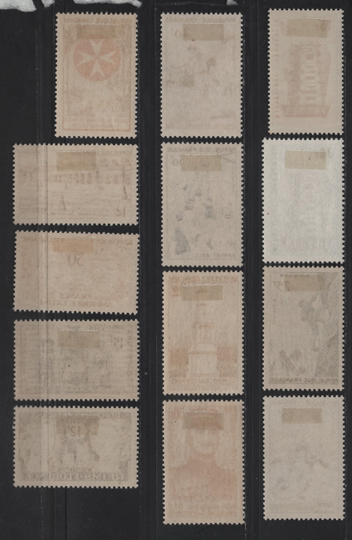 Lot 263 France SC#794-806 12fr - 30fr Violet Brown - Gray Green - Light Blue & Violet Blue Grand Trianon, Versailles - 'Rebuilding Europe', 1956 Grand Trianon - Europa Issues, 13 VFOG Singles, DF, LF & HF Papers