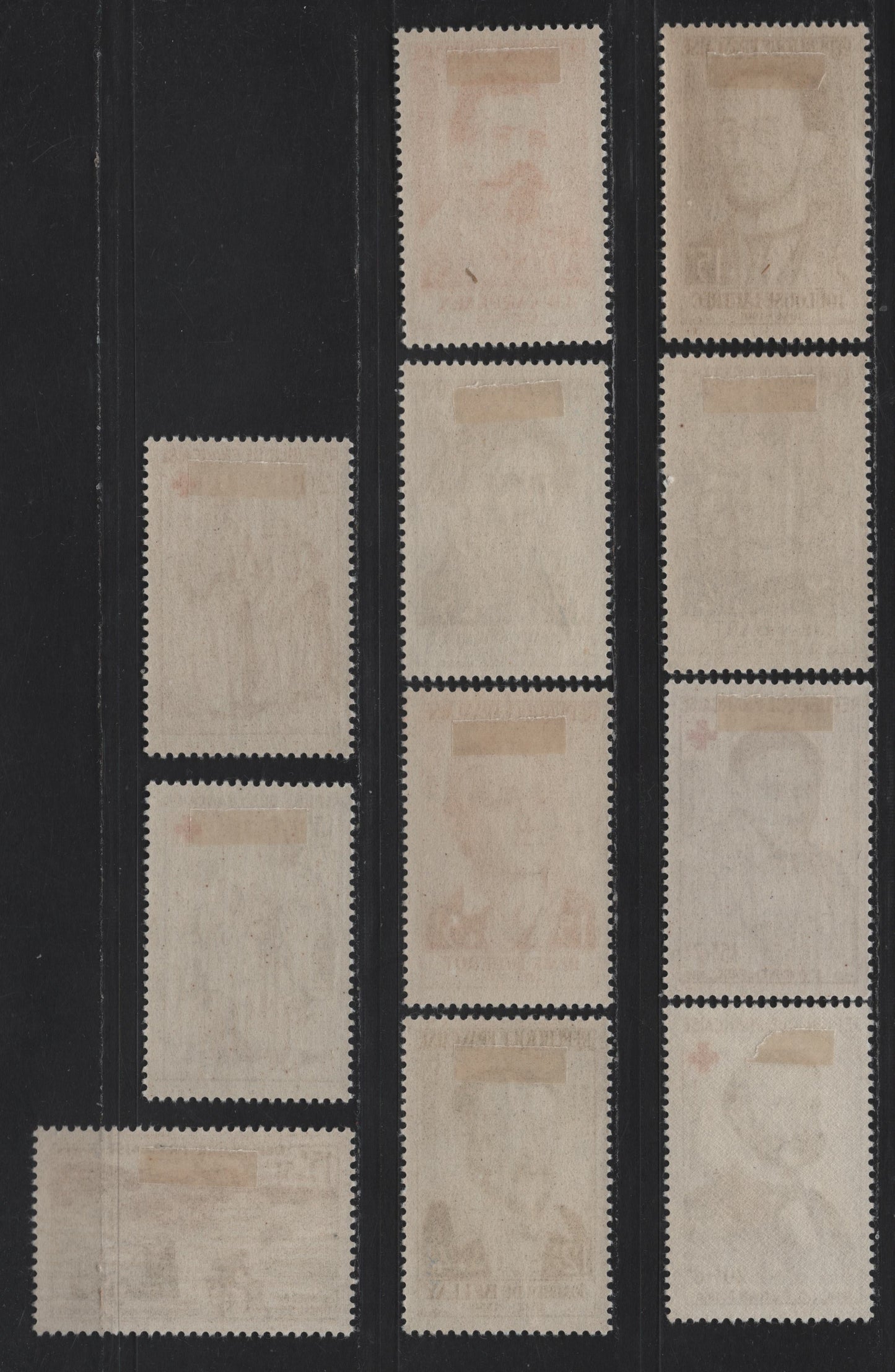 Lot 272 France SC#B318-B328 15fr+5fr - 20fr+8fr Ultramarine & Red - Violet Blindman & Beggar - St. Vincent de Paul, 1957-1958 Red Cross Semi Postals, 11 VFOG Singles, LF & Fluorescent Papers