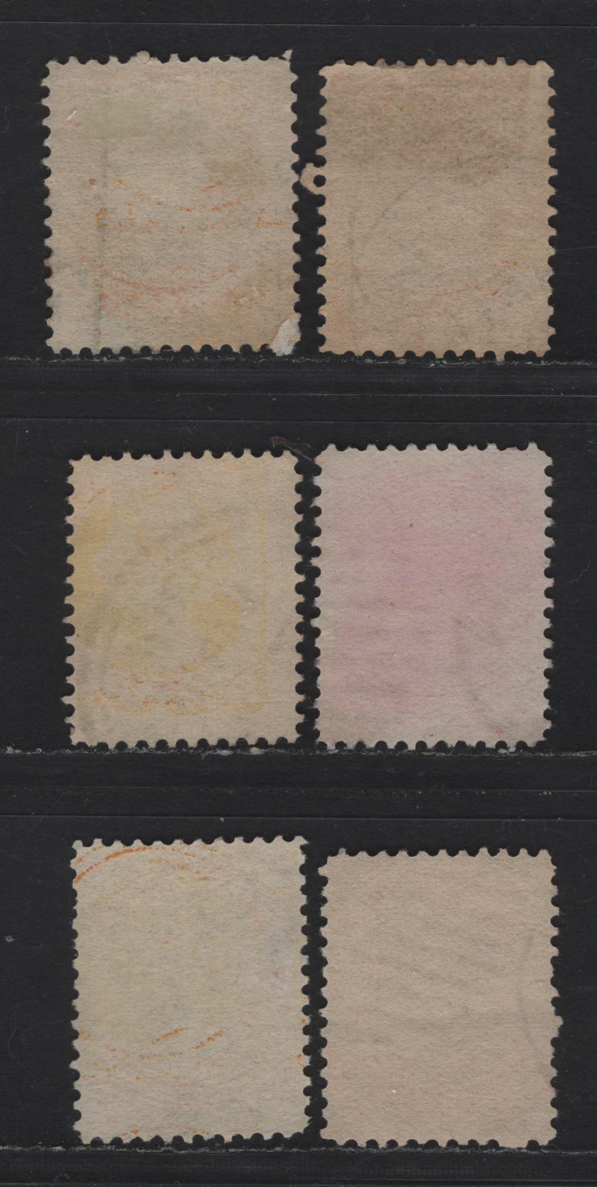 Lot 273 Canada #35 1c Yellow, Bright Yellow, Dull Yellow Queen Victoria, 1870-1893 Small Queen Issue, 6 Fine Used Singles, Mid Second Ottawa Printings, 2O-L Paper, Unchecked as to Perfs, But Not Shades