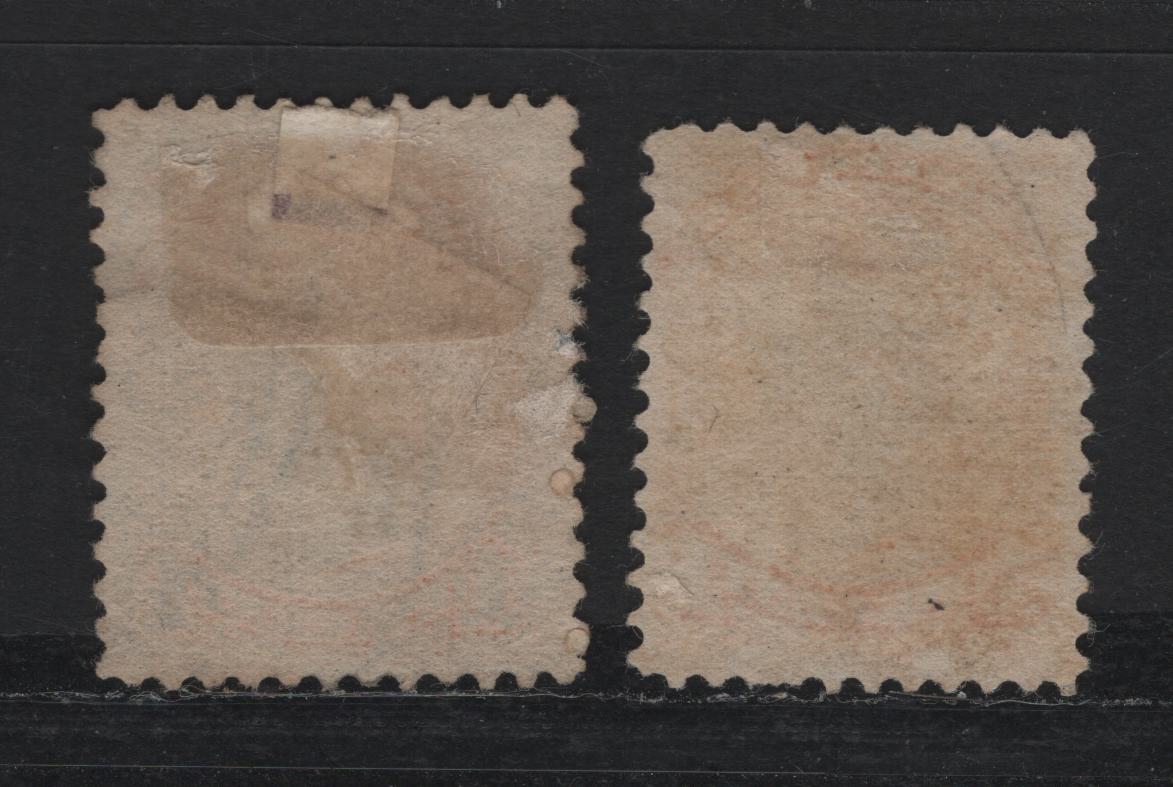 Lot 327 Canada  #35ii 1c Orange Queen Victoria, 1870-1897 Small Queen Issue, 2 Fine Used Singles Two Different Shades Of Late 2nd Ottawa Printing On Paper Type 2O-S