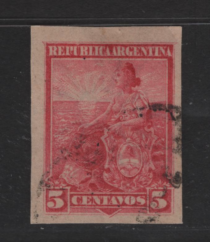 Lot 12 Argentina SC#127a 5c Rose Carmine Seated Liberty, 1899-1903 Seated Liberty Issue, A Very Fine Used Single