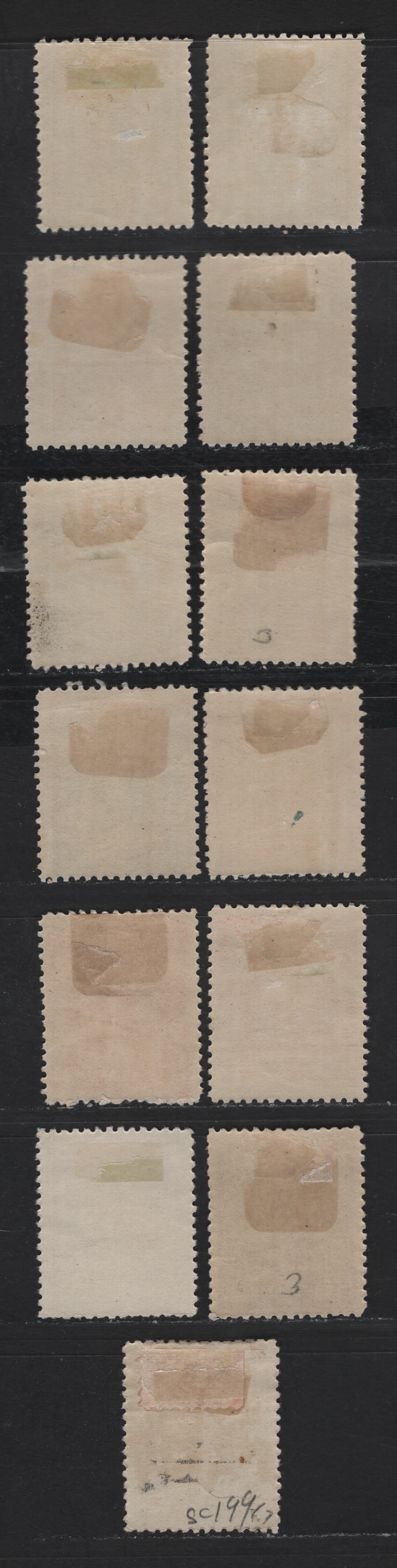 Lot 161 El Salvador SC#199/209 1c - 100c Brown - Violet Ceres, 1899 Ceres Issue, 13 F/VFOG & Unused Singles, Includes Shades, One 100c is Unused