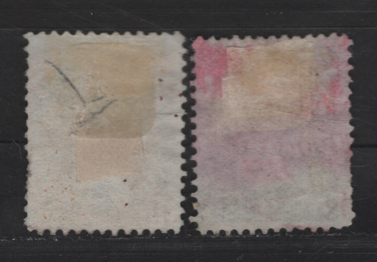 Lot 17 Bolivia SC#20-21 5c - 10c Ultramarine - Orange Arms & The Law, 1878 Arms & The Law Issue, 2 Very Good Used Singles, 10c Has A Nice Fancy Cork Cancel