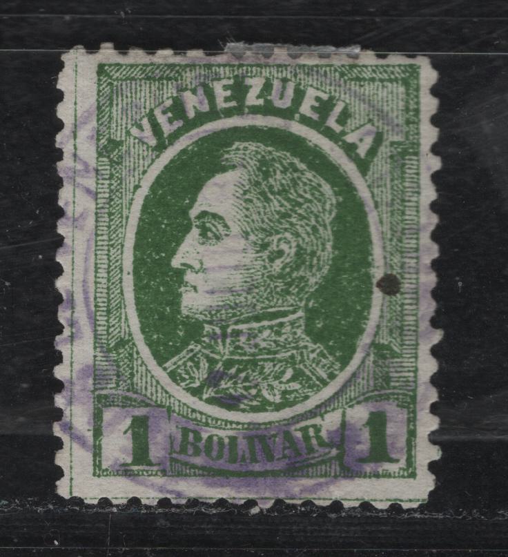 Lot 179 Venezuela SC#73 1b Green Simon Bolivar, 1880 Lithographed Bolivar Sideface Issue, A Fine Used Single
