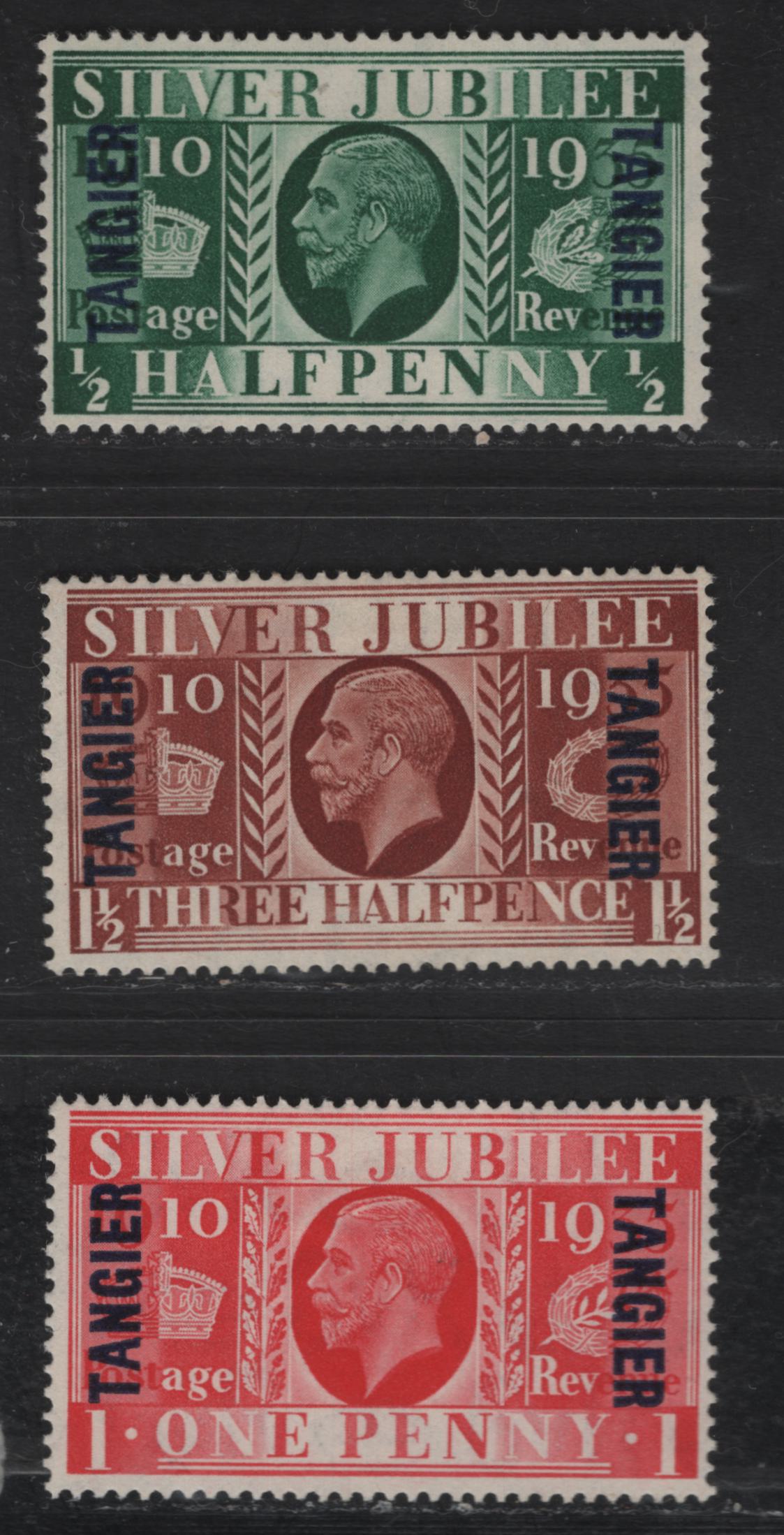 Lot 206 Morocco Agencies - Tangier SC#508-510 1/2d - 1.5d Green - Red Brown King George V, 1935 Silver Jubilee Issue, 3 FOG Singles