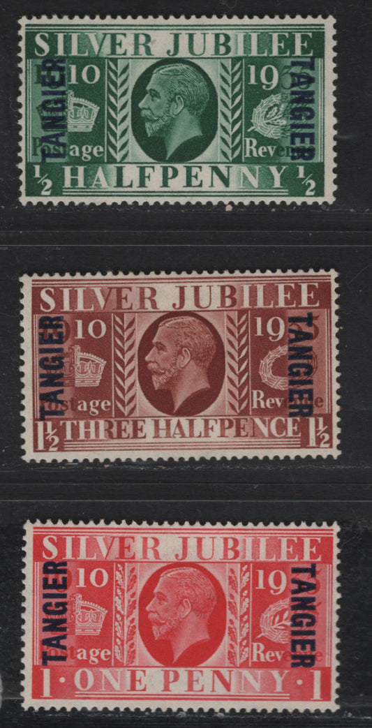 Lot 206 Morocco Agencies - Tangier SC#508-510 1/2d - 1.5d Green - Red Brown King George V, 1935 Silver Jubilee Issue, 3 FOG Singles