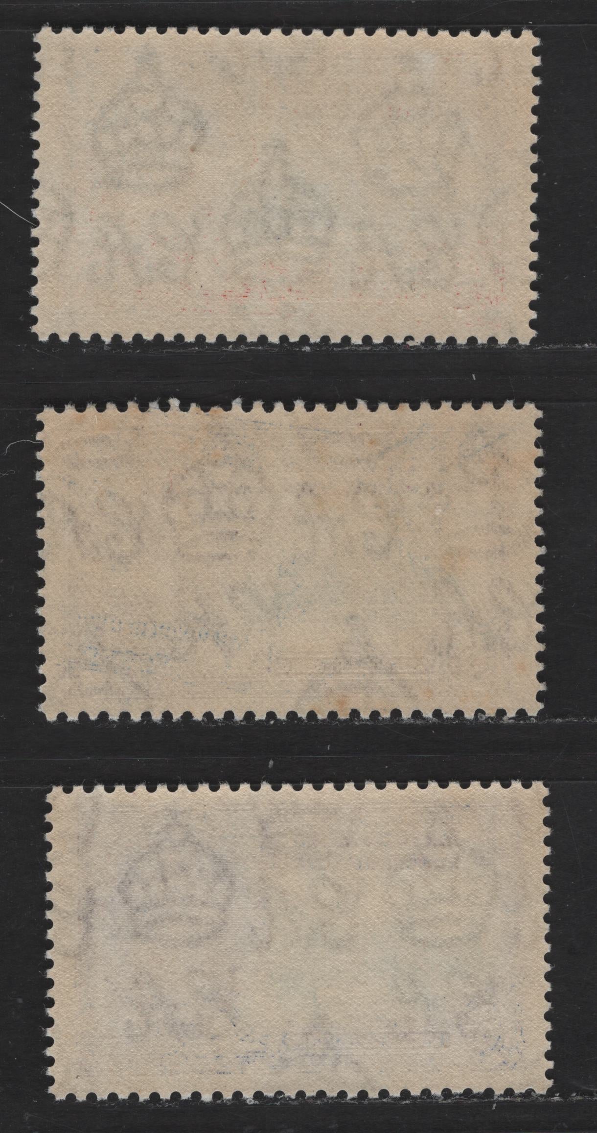 Lot 277 Bechuanaland Protectorate SC#118, 120 2d - 6d Deep Gray & Ultramarine - Reddish Purple & Deep Purple King George V & Castle, 1935 Silver Jubilee Issue, 3 F/VFNH Singles