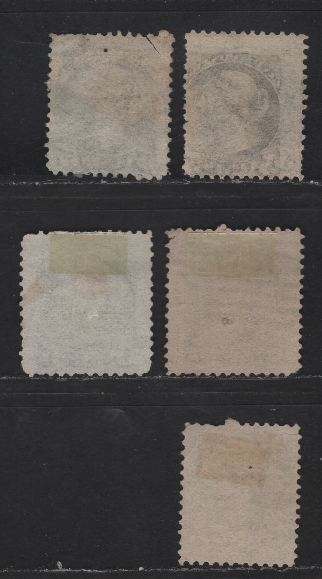 Lot 311 Canada SC#42 5c Gray Queen Victoria, 1870-1893 Small Queen Issue, 5 Ungraded Used Singles, Mid & Late Second Ottawa Printings, 2O-C (Late), 2O-E (Mid), 2O-L (Mid), 20-Q (Mid) And 20-F Papers, All With Faults