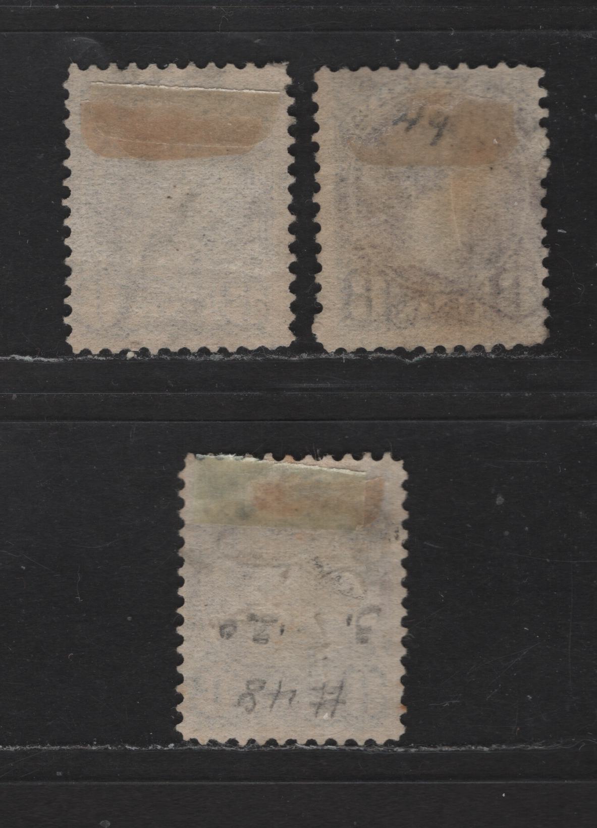 Lot 317 Canada  #44b 8c Bluish Slate & Deep Slate Queen Victoria, 1870-1897 Small Queen Issue, 3 VG & Fine Used Singles Mid-Second Ottawa Printings On Papers 2O-N & 2O-Q
