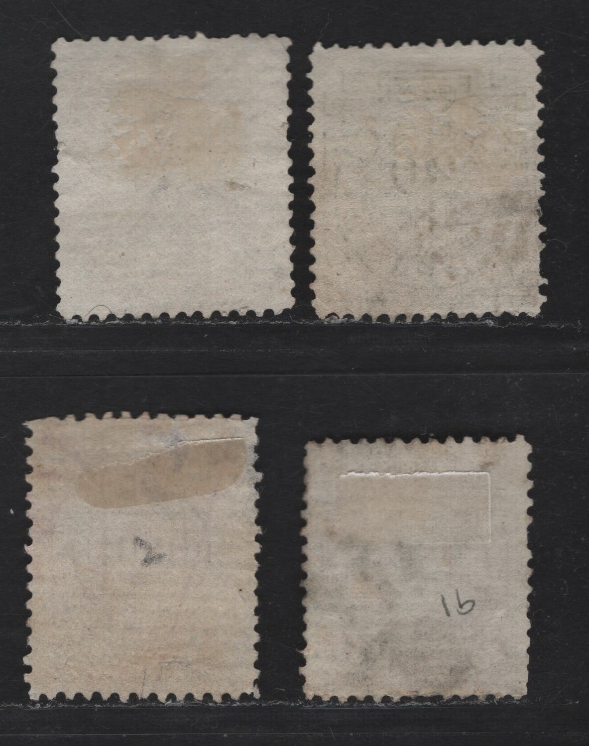 Lot 32 Brazil SC#87a, 90-92 20r - 100r Slate Green - Lilac Numeral - Dom Pedro, 1884-1885 Numerals & Dom Pedro Issues, 4 Fine Used SIngles, Dom Pedro Stamps On Laid Paper