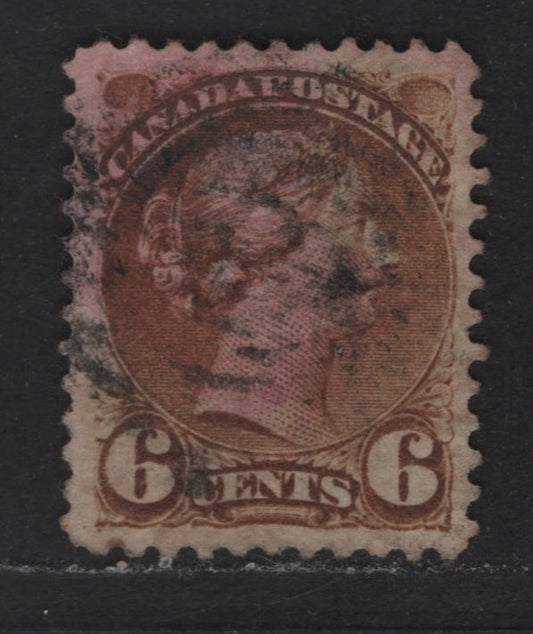 Lot 330 Canada  #39d 6c Brown Queen Victoria, 1870-1897 Small Queen Issue, A VF Used Single Mid-Montreal Printing, Perf. 12 On Paper MM-H, With Two Plate Dots