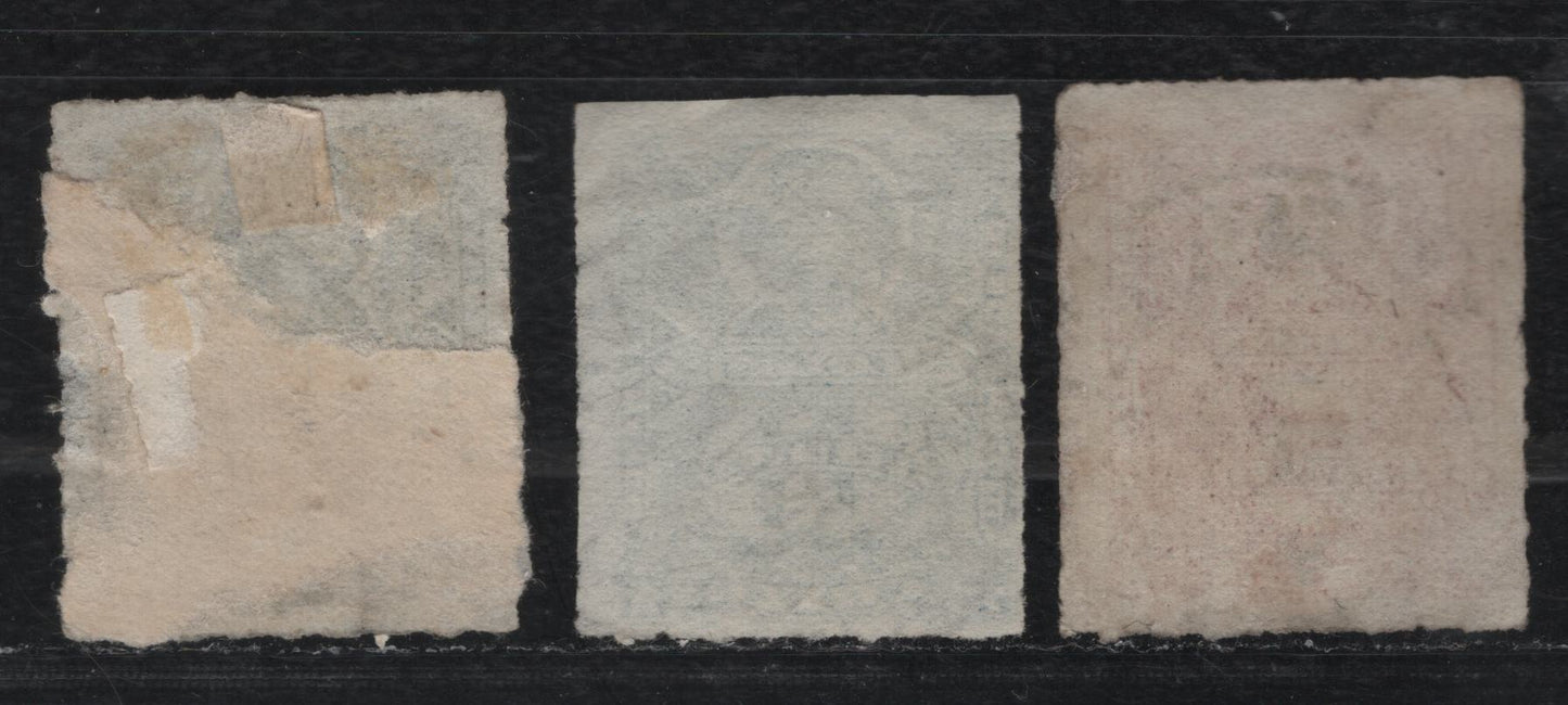 Lot 48 Chile SC#20, 22-23 1c & 10c Gray & Blue Columbus, 1877 Rouletted Columbus With Centavos Over Numeral Issue, 3 Fine/Very Fine Used Singles