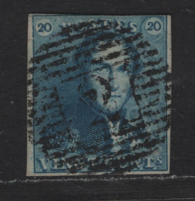 Lot 1 Belgium SC#2 20c Blue Leopold I, 1849 Leopold I Issue, A Fine Used Imperf Single