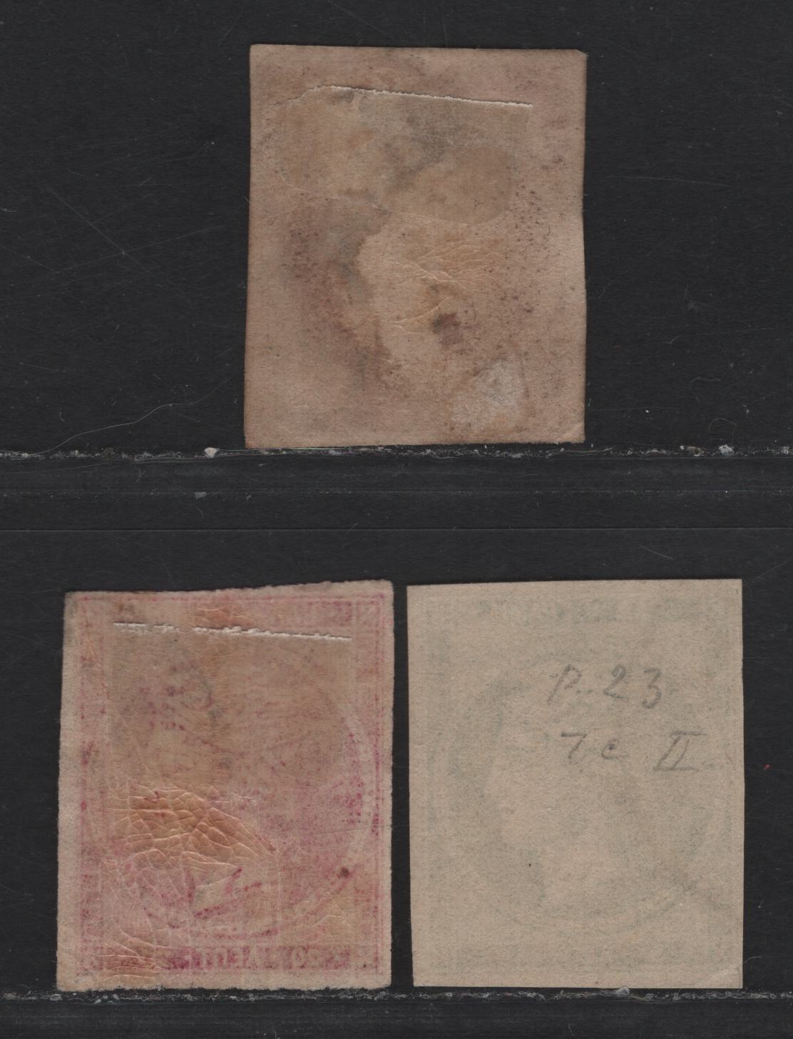 Lot 105 Greece SC#53, 56, 56b 5L - 20L Green, Bright Rose & Dark Carmine Hermes Head, 1880-1882 Large Hermes Head Issue, 3 Fine Used Imperf Singles, Without Figures On Back
