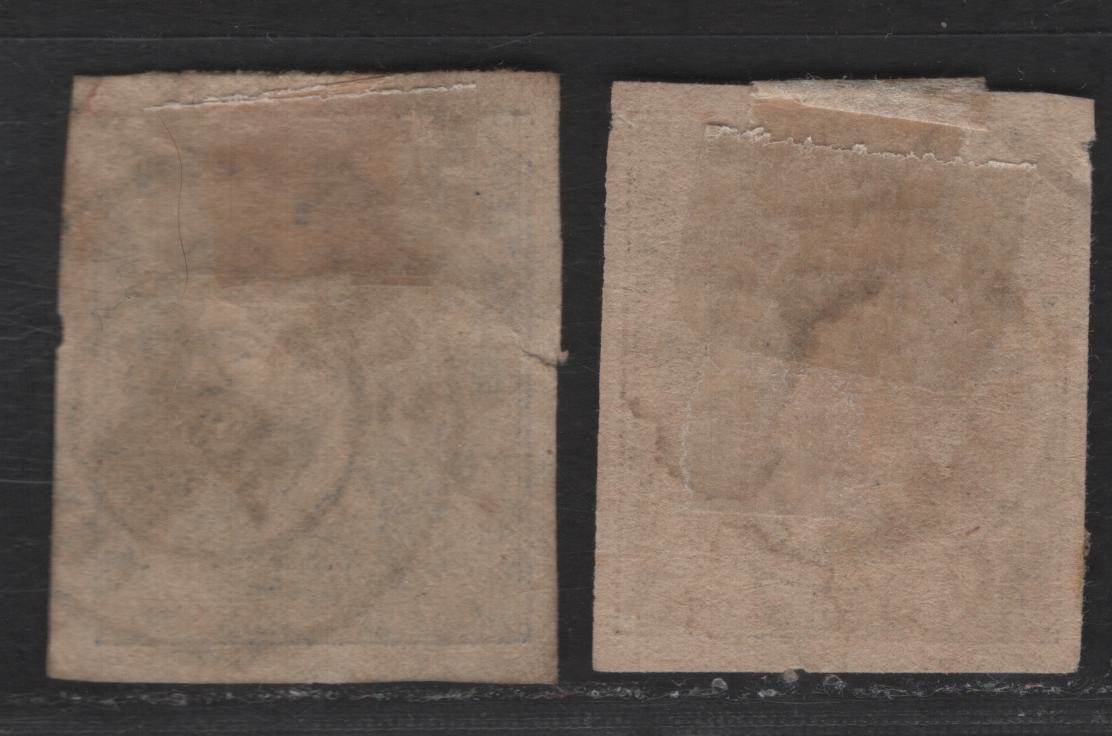 Lot 108 Greece SC#51, 57 30L Dark Brown - Ultramarine Hermes Head, 1880-1882 Large Hermes Head Issue, 2 Fine Used Imperf Singles, Large Margins, Small Corner Crease On Brown & Small Margin Tear On Ultramrine
