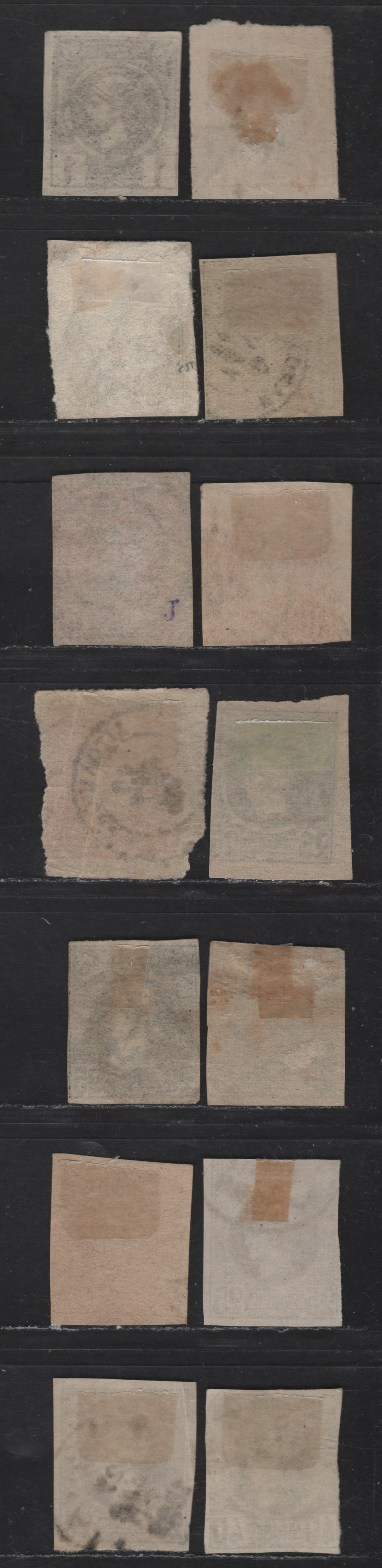 Lot 142 Greece SC#90-a, 92, 92b, 93a, 94-a, 95, 95b-c, 96-a, 98 1l - 40l Brick Brown - Blue Hermes Head, 1891-1895 Small Hermes Head Issue, 13 Very Good Used Imperf Singles, Narrow Margins Or Margins Touching Design At A Point