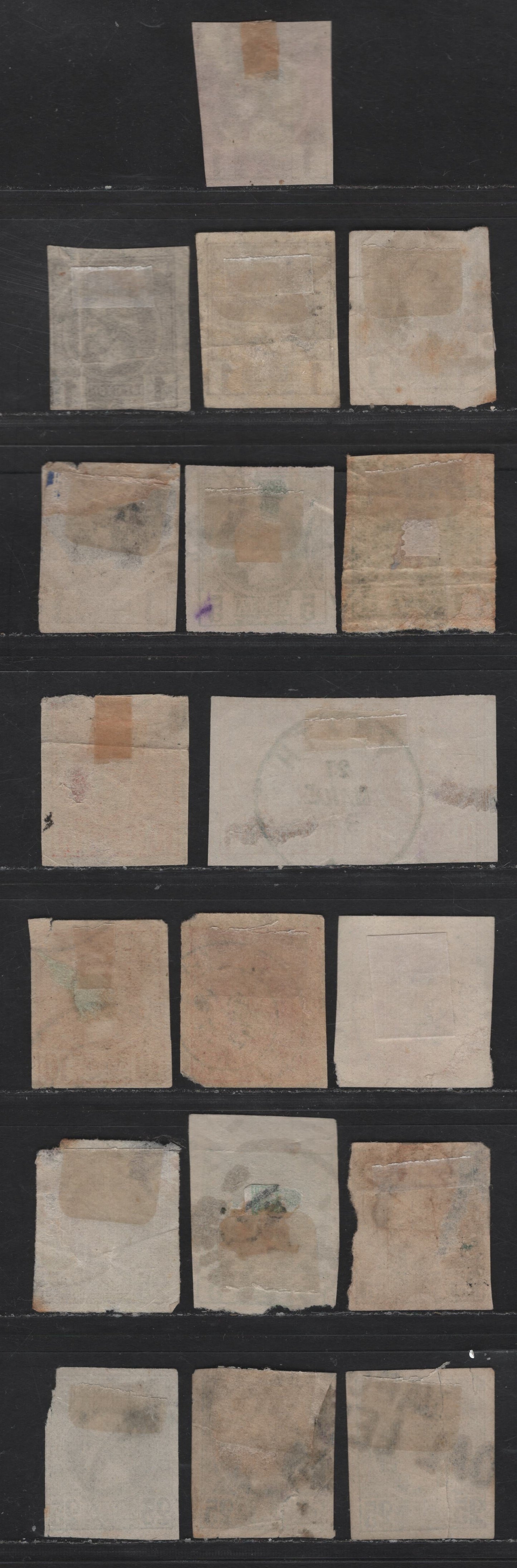 Lot 143 Greece SC#90a, 92, 92b, 93-a, 94-a, 95-96 1L - 25L Brown - Red Violet Hermes Head, 1891-1895 Small Hermes Head Issue, 18 Ungraded Imperf Singles, Study Lot, Faulty Examples With Duplication