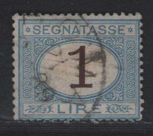 Lot 189 Italy SC#J13 1l Light Blue & Brown Numeral, 1870-1925 Postage Due, A Fine Used Single, Early Printing