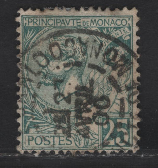 Lot 209 Monaco SC#20 25c Green Prince Albert I, 1891-1921 Prince Albert I Sideface Issue, A Fine Used Single