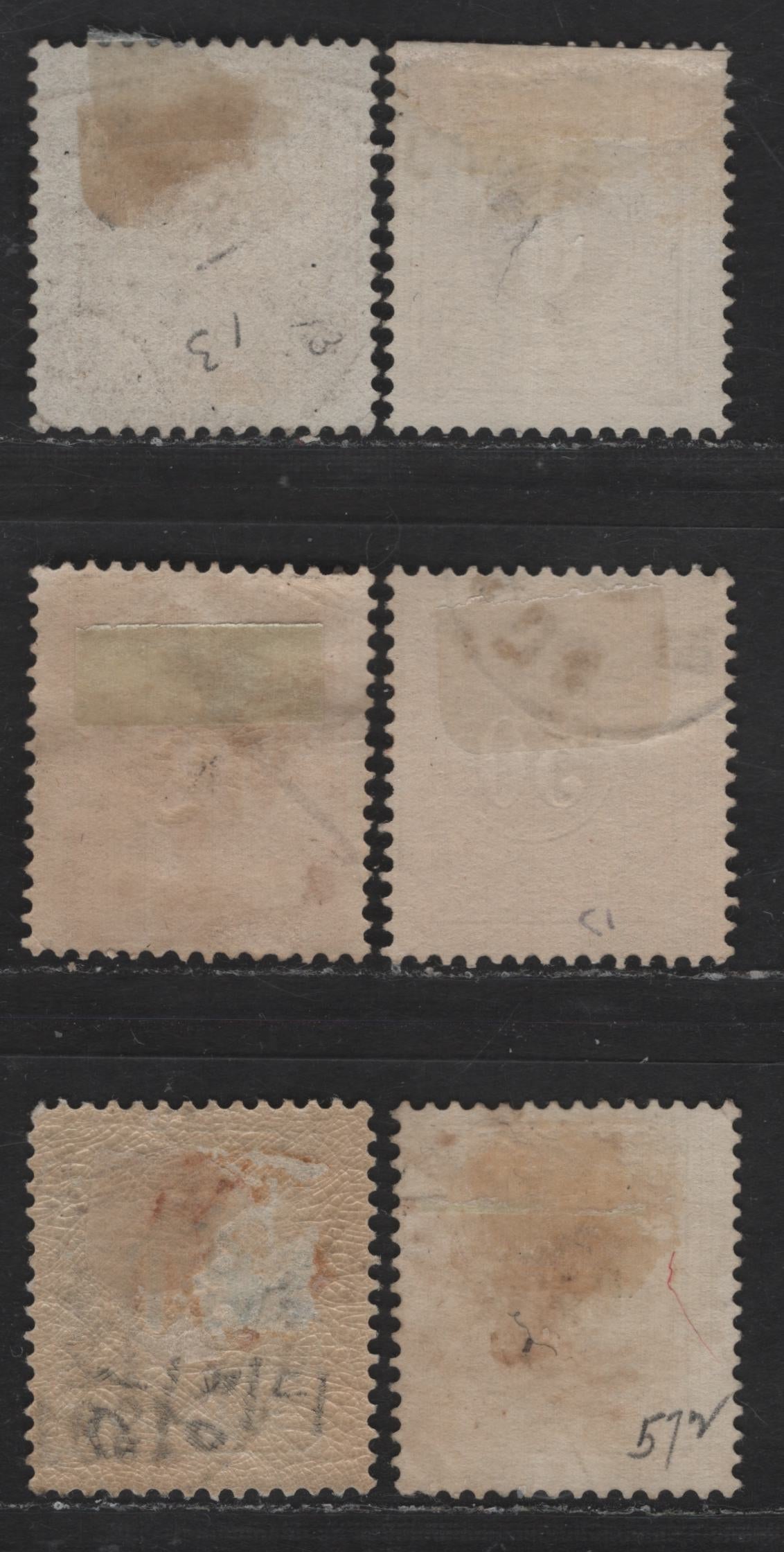 Lot 253 Sweden SC#J15-J16, J20-J22 6o - 1kr Yellow - Blue & Bistre Numeral, 1877-1886 Postage Dues, 6 Fine Used Singles, Perf 13
